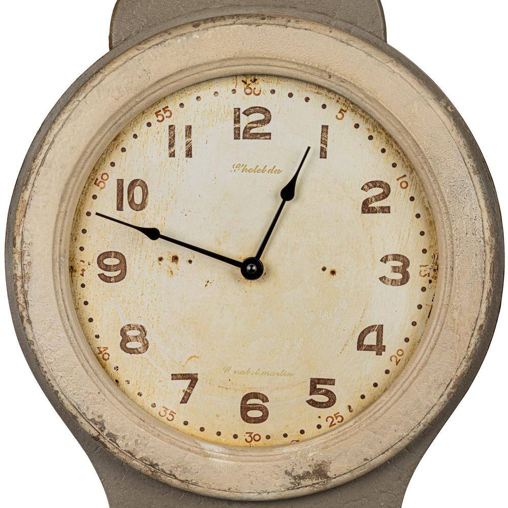 Distressed Gray Wood Grandfather Style Wall Clock