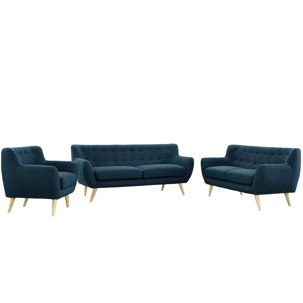 Remark 170 in. Slope Arm Polyester Rectangle Sofa in. Azure