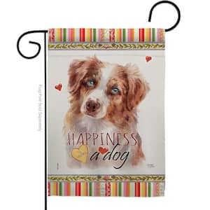 13 in. x 18.5 in. Red Australian Shepherd Happiness Dog Garden Flag Double-Sided Readable Both Sides Animals Decorative