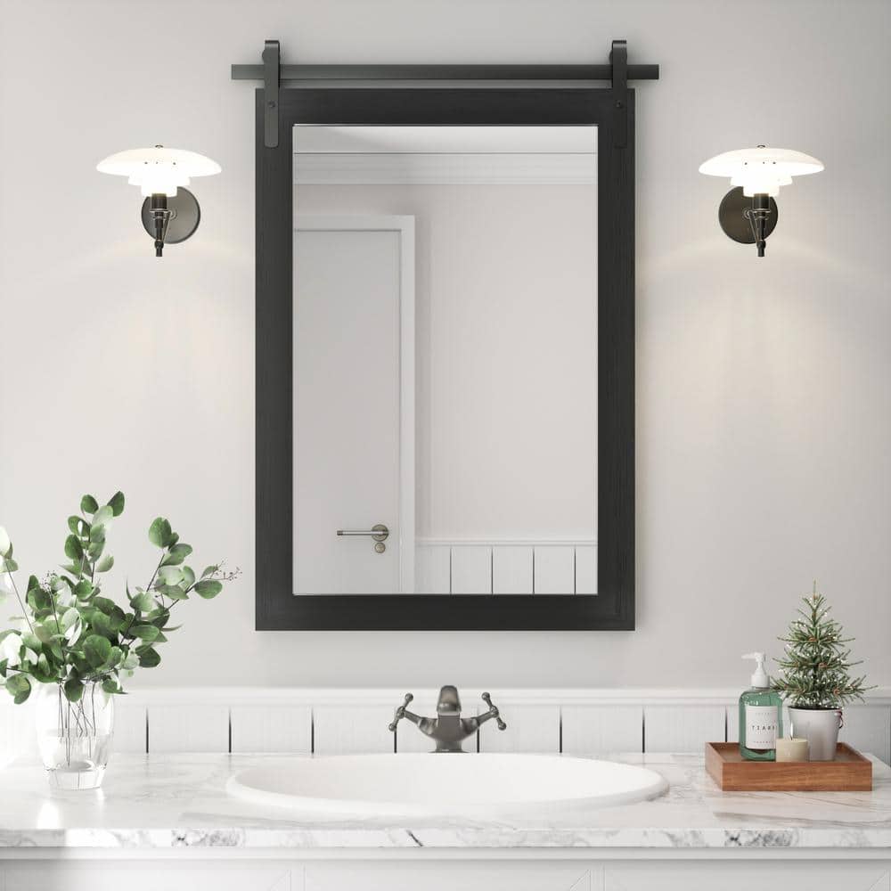 Frame My Mirror Add A Frame - Black 26 x 32 Mirror Frame Kit- Ideal for  Bathroom, Wall Decor, Bedroom and Livingroom - Moisture Resistant 