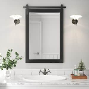 18 in. W x 26 in. H Medium Rectangle Mirror Wood Framed Wall Mirror Bathroom Mirror Vanity Mirror Accent Mirror in Black