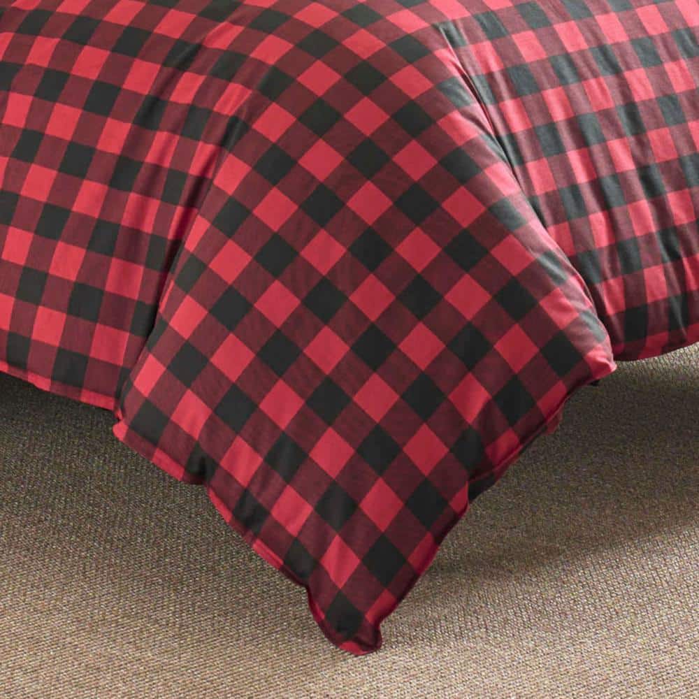 Twin Scarlet Cotton Reversible Plaid Comforter Set