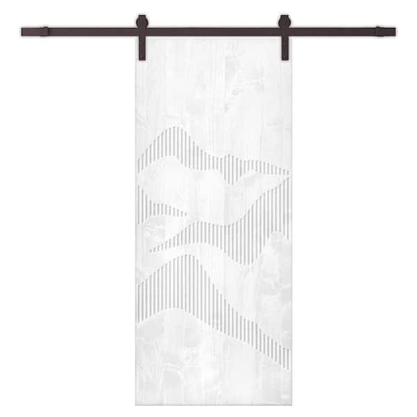 CALHOME 38 in. x 80 in. White Stained Pine Wood Modern Interior Sliding Barn Door with Hardware Kit