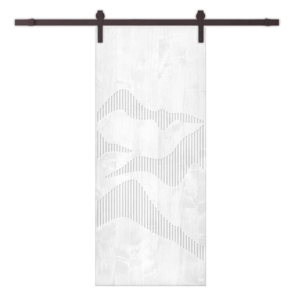 40 in. x 84 in. White Stained Pine Wood Modern Interior Sliding Barn Door with Hardware Kit price history on PriceWatchPro