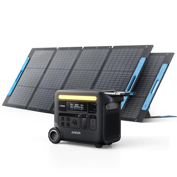 Anker 2400W Output/2800W Peak SOLIX F2600 Push Button Start Solar Generator w/ 200W Solar Panels for Home Backup, Camping, RV