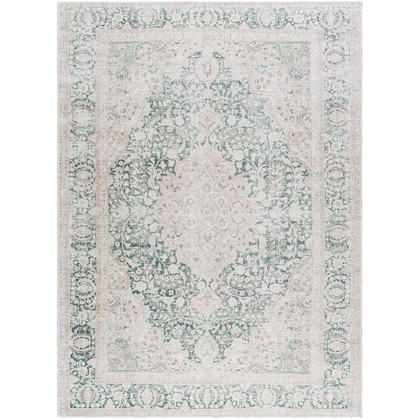 Amelie Green 6 ft. x 9 ft. Machine-Washable Rug