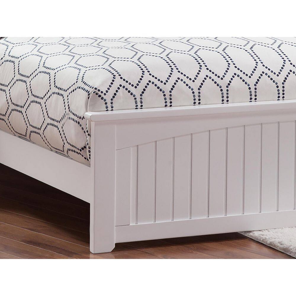 Nantucket Queen White Wood Platform Bed with Headboard and Footboard