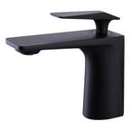 Single Handle Single Hole Low Arc Bathroom Faucet in Matte Black