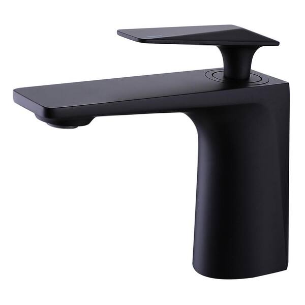 Tahanbath Modern Single Handle Single Hole Bathroom Faucet with Spot Resistant in Matte Black