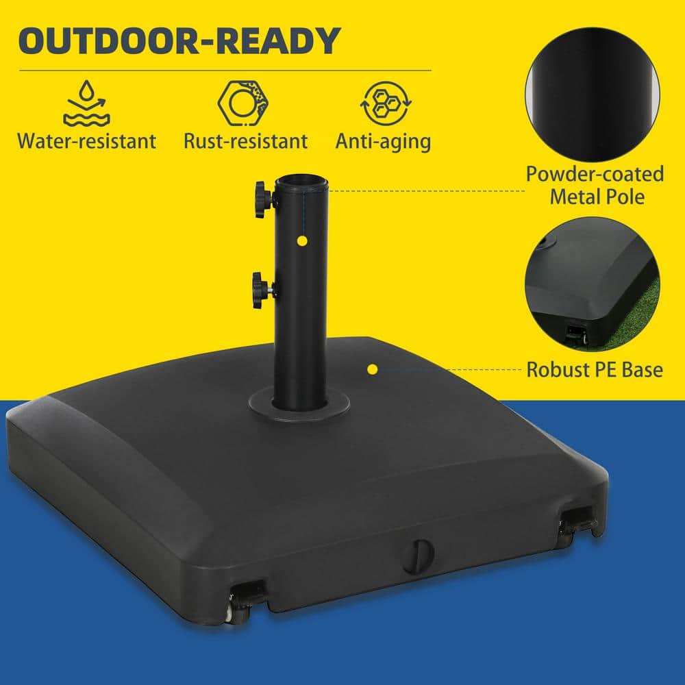 Black Metal Wheeled Patio Umbrella Base Stand