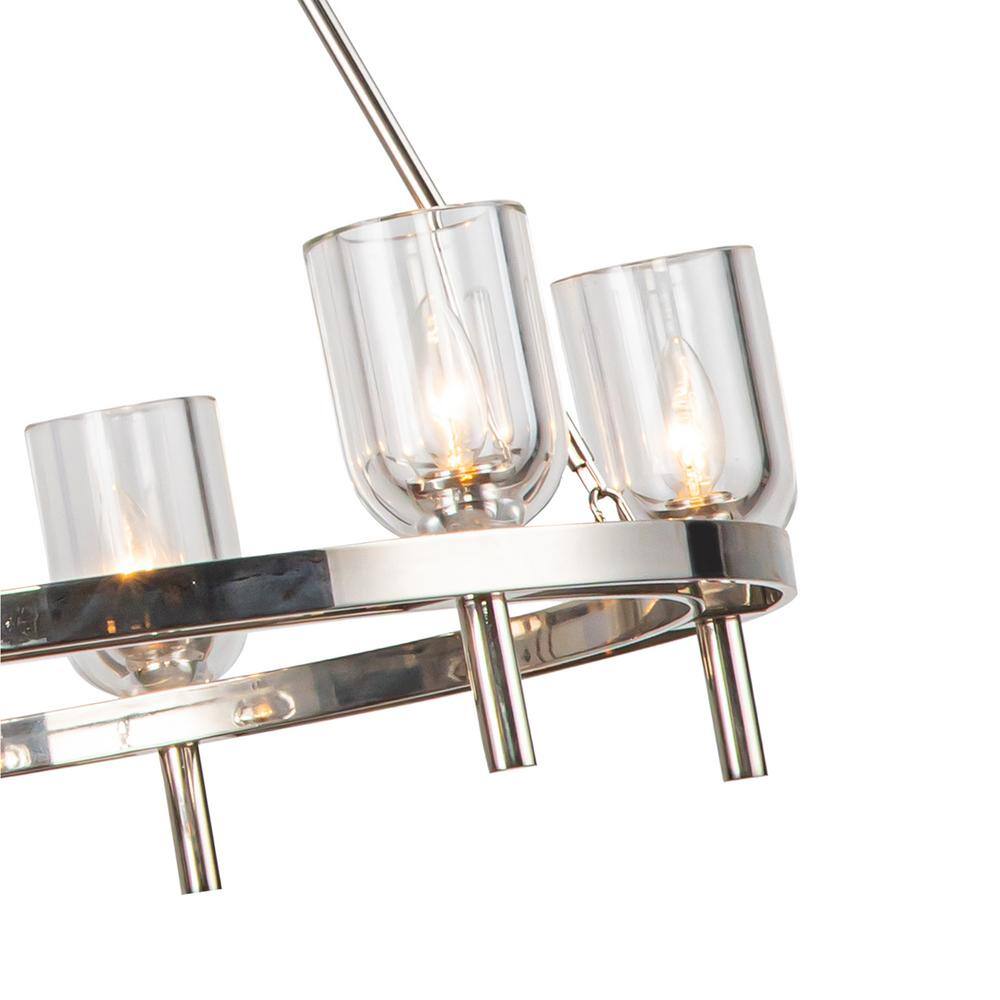Polished Nickel and Crystal 6-Light Wagon Wheel Chandelier