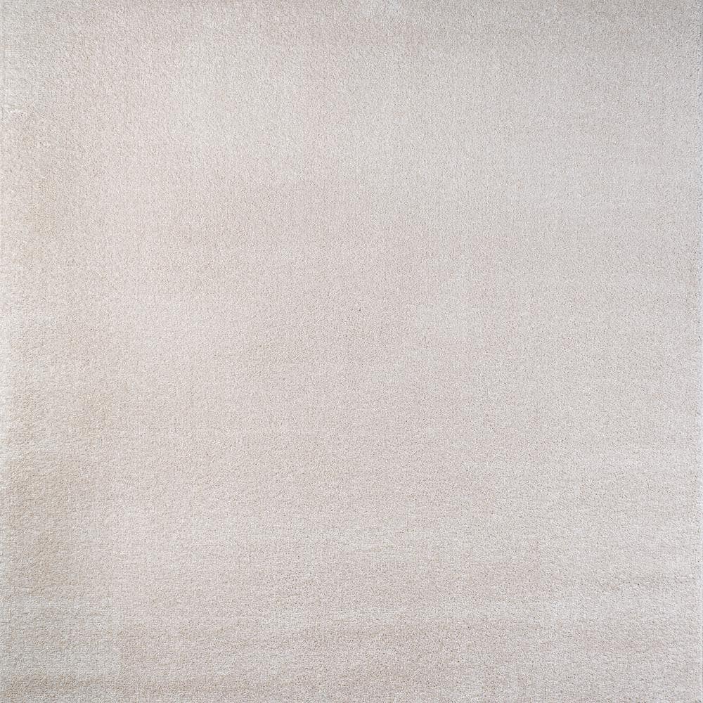 Ivory Soft Synthetic 5' Square Easy-Care Area Rug