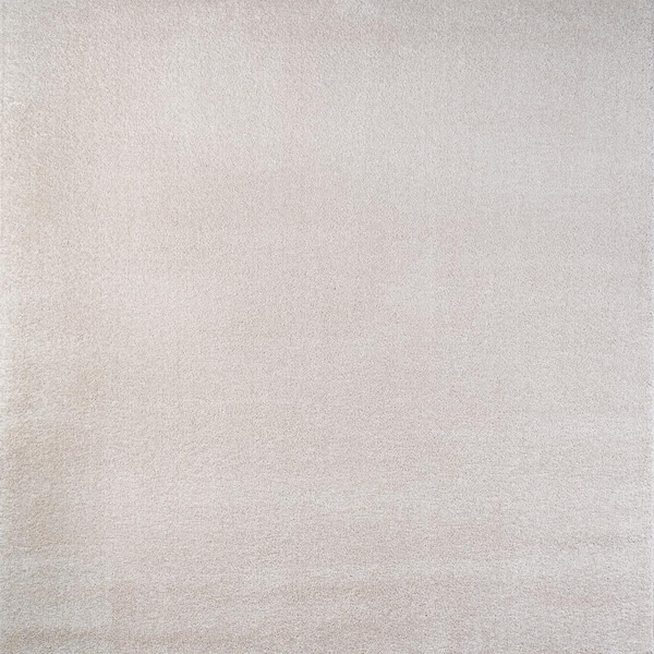 Haze Solid Low-Pile Ivory 5 ft. Square Area Rug