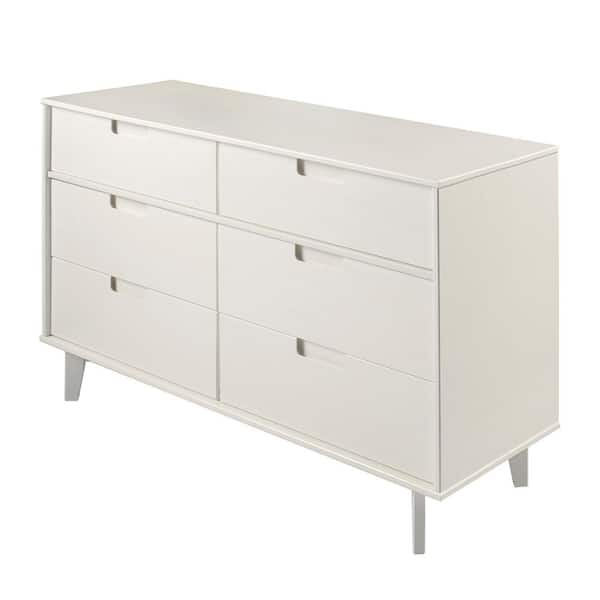 Dropship White Contemporary Roman Style, Solid Wood 6 Drawers