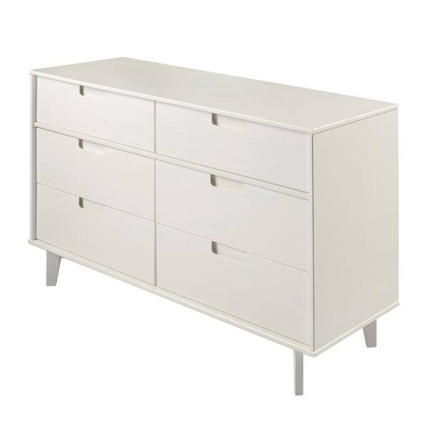 Walker Edison Furniture Company Classic Mid Century Modern 6-Drawer White  Solid Wood Dresser HDR6DDDRWH - The Home Depot