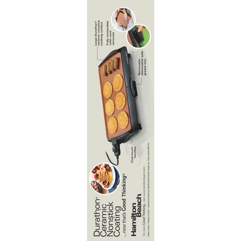31" Black Ceramic Nonstick Electric Griddle with Cool-Touch Handles