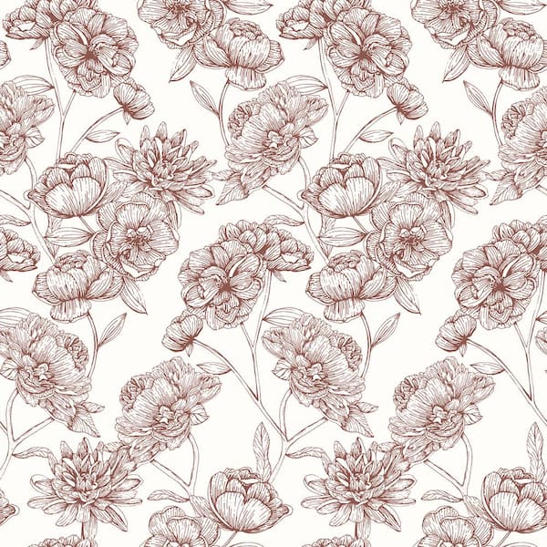 216in. x 20.5in. Red Gilded Floral Peel and Stick Wallpaper