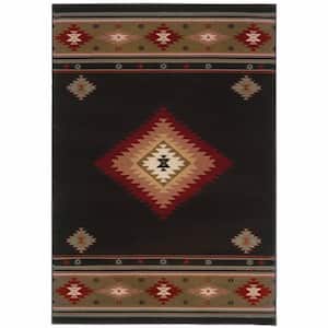 Green and Black 2 ft. x 3 ft. Southwestern Area Rug