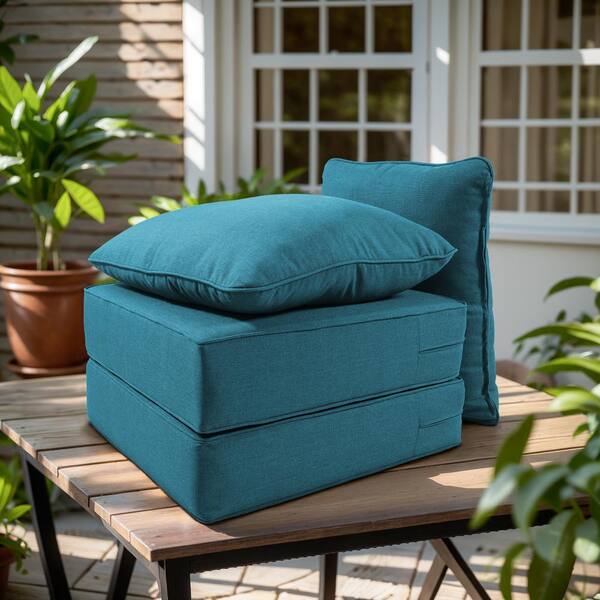 24in.x24in.x6in. 4-Piece Deep Seating Water & FadeResistant Outdoor Lounge Chair Replacement Cushion Set in Peacock Blue
