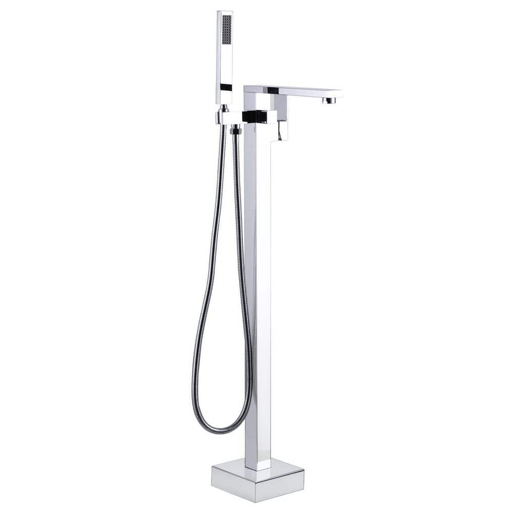 Single-Handle Floor Mount Freestanding Tub Faucet with Handheld Shower in Polished Chrome price history on PriceWatchPro