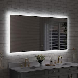 72 in. W x 36 in. H Rectangular Frameless Anti-Fog LED Light Wall Bathroom Vanity Mirror Frontlit and Backlit