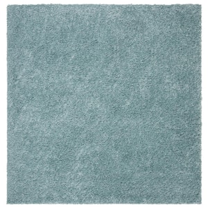 August Shag Aqua 7 ft. x 7 ft. Square Solid Area Rug