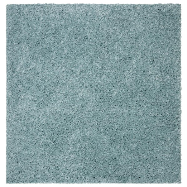 SAFAVIEH August Shag Aqua 7 ft. x 7 ft. Square Solid Area Rug