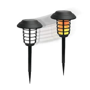 Alpine Black 2 Lumens Plastic LED Lantern Solar Path Light (4-Pack
