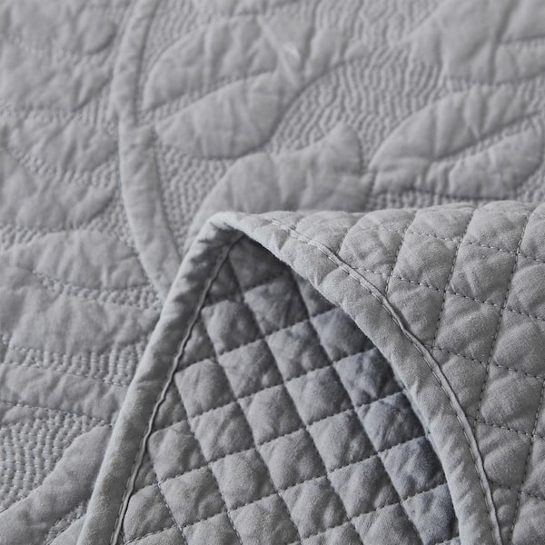 Quilted Bedspread Double King Size 220 Cm X 240 Cm 100% Cotton Embroidered  Quilt Bed Cover 3 Pcs Summer Bedding Set,Grey-220CM240CM
