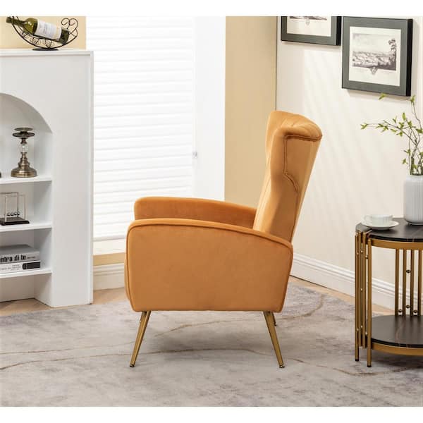 Drejning geni Æble US Pride Furniture Kaleigh 27.56 in. W Mustard Yellow Velvet Sofa Chair  with Metal Legs HD-C230 - The Home Depot