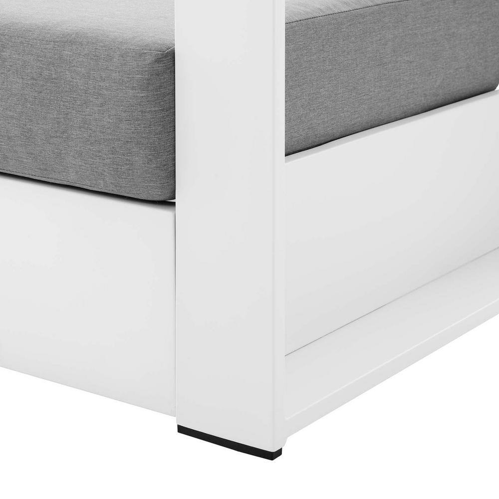 Contemporary Tahoe White & Gray Aluminum Outdoor Armchair with Cushions