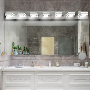 45.3 in. 7-Light Chrome LED Vanity Light Over Mirror Bath Wall Lighting Fixtures