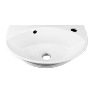 Juniper 17-1/8 in. Wall Mounted Bathroom Sink in White with Overflow