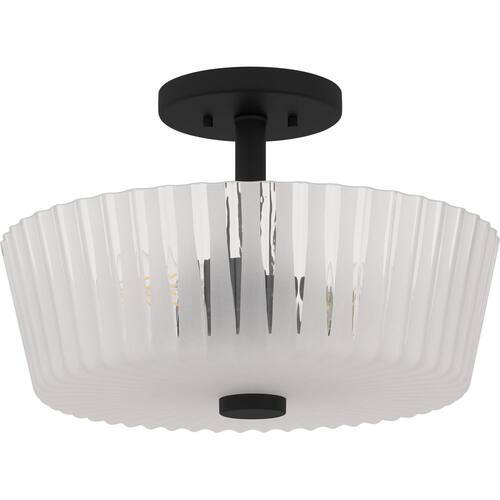 Gray 16 in. Matte Black Semi-Flush Mount Flush Mount Ceiling Lights