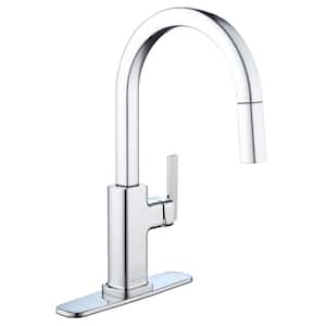 Shoreline Single Handle Vintage Deluxe Pulldown Kitchen Faucet with Knurling Handle in Chrome