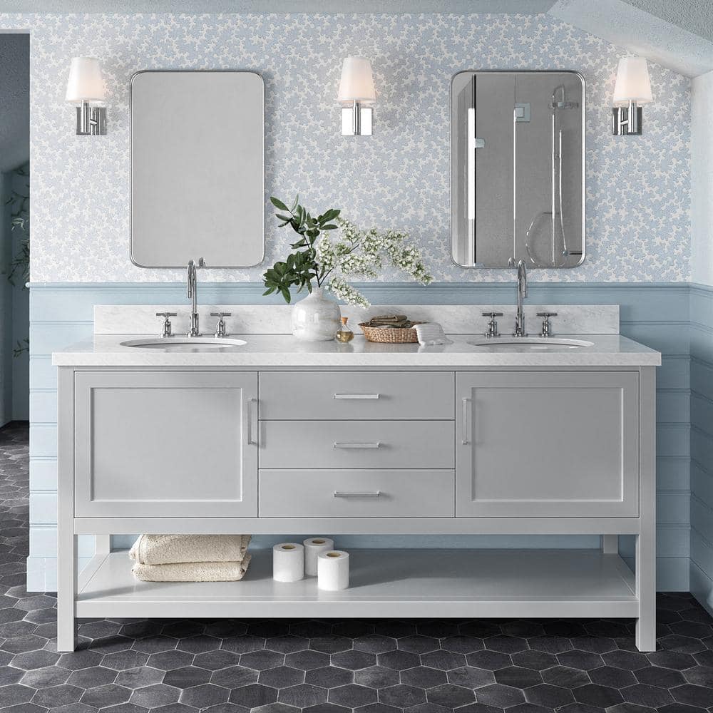 Bayhill 72" Gray Double Freestanding Bathroom Vanity Base