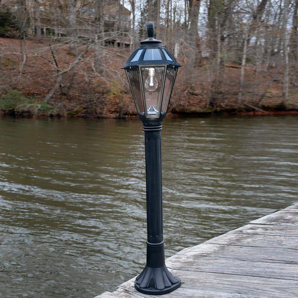 Polaris Black Resin Solar Pathway Light with LED Bulb