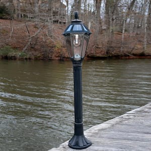 Polaris Solar 1-Light Black Outdoor Solar Warm White LED Post Light and Bollard Lamp Pole for Landscape and Backyard