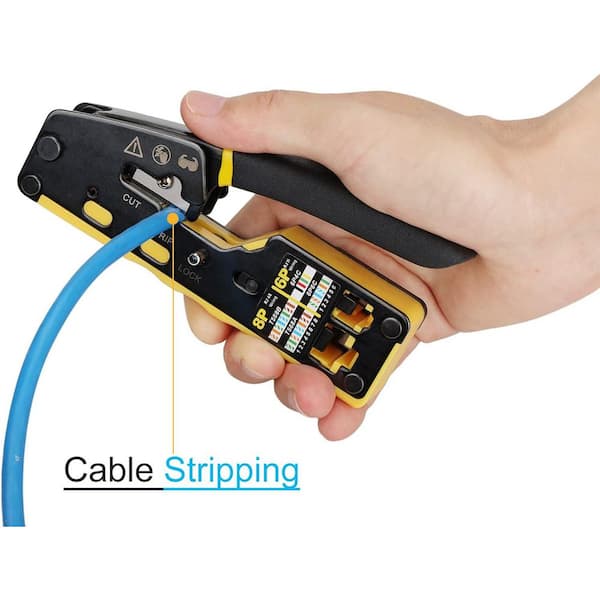 RJ45 Ethernet Network Tool Kit - Includes Pass-Through Crimper, Cable Tester, Stripper, 40 Connectors & Boots - For Cat5e/Cat6/Cat7