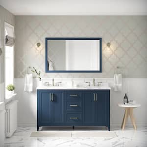 Madsen 60 in. W x 22. D x 34 in. H Double Sink Bath Vanity in Grayish Blue with White Engineered Marble Top