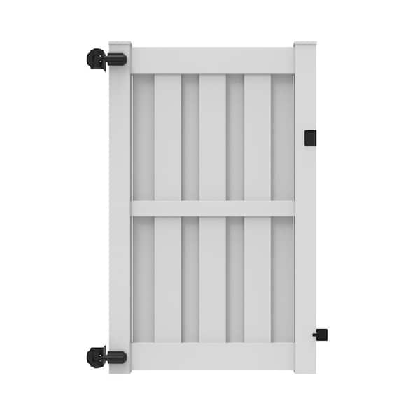 Palisade 4 ft. x 6 ft. White Vinyl Shadowbox Fence Gate Kit