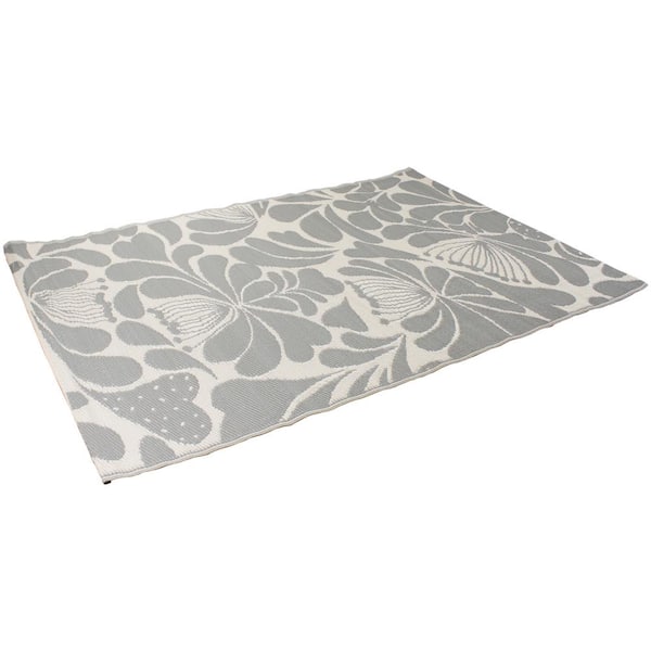Gray 4 ft. x 6 ft. Solid Color Polypropylene Indoor/Outdoor Area Rug