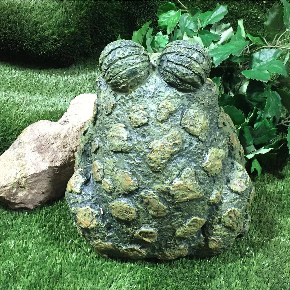 Handcrafted Natural Green Resin Whimsical Toad Garden Statue