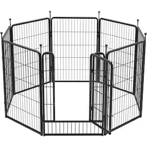 32 in. Metal 8-Panels Portable Foldable Dog and Garden Fence with Anti-Rust Coating