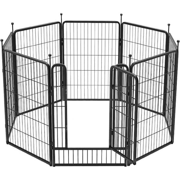 Oyezvary 32 in. Metal 8-Panels Portable Foldable Dog and Garden Fence with Anti-Rust Coating