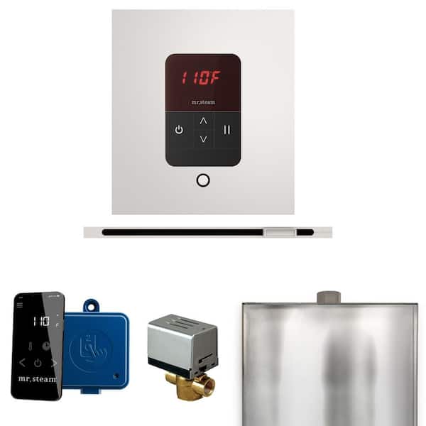 Mr. Steam Basic Butler Steam Shower Control Package with Square iTempo Control and Linear Steamhead in White