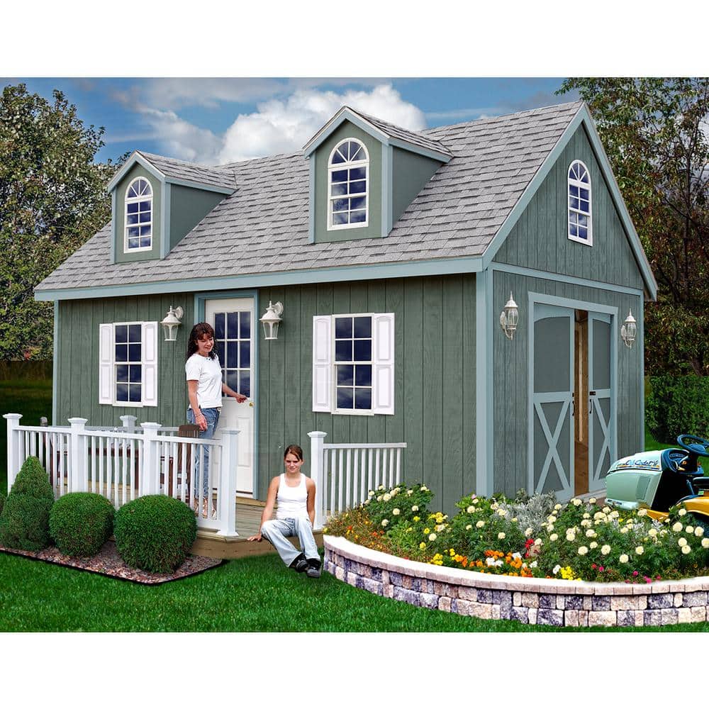 Arlington 12' x 20' Gray Wood Storage Shed Kit with Windows