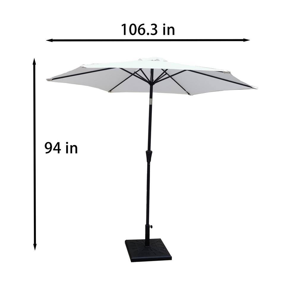8.8 ft Cream Aluminum Market Patio Umbrella with Stand