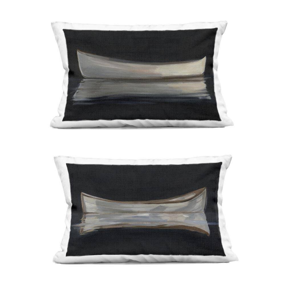 Still Canoe Reflections Black Print Zipper Polyester 14 in. X 20 in. Throw Pillow Set of 2 price history on PriceWatchPro