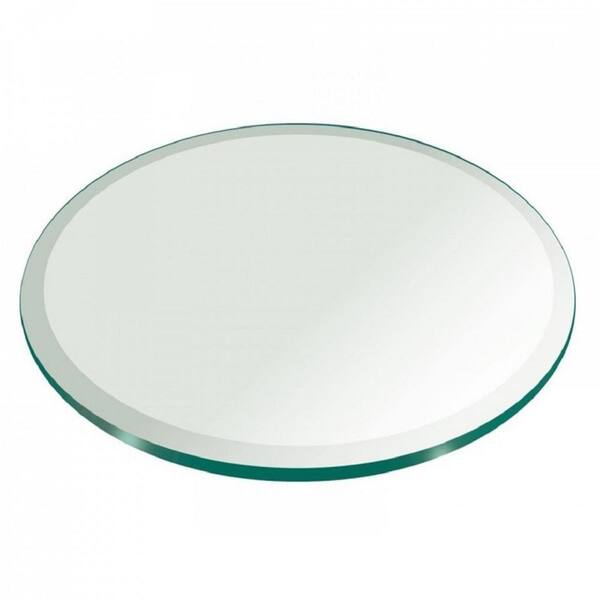 Photo 1 of 18 in. Clear Round Glass Table Top, 1/2 in. Thickness Tempered Beveled Edge Polished